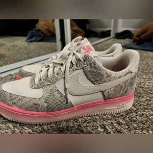 Nike Air Force 1 pink snakeskin size ten